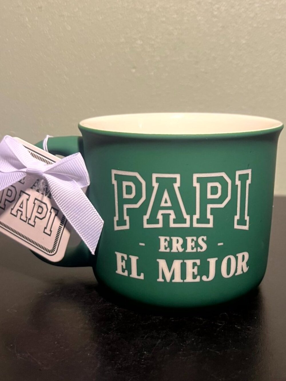 ECCOLO Papi Eres El Mejor NWT Green Ceramic Coffee Cup Mug 16oz Father Gift